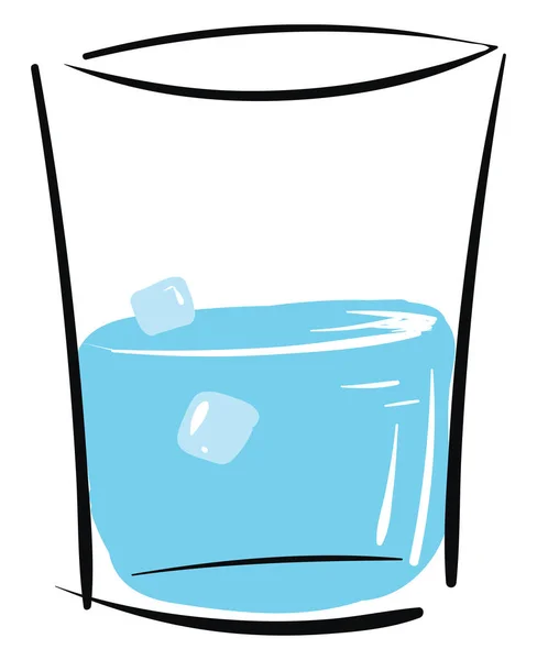 Eenvoudige vector illustratie van een glas met water en ijsblokjes o — Stockvector