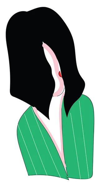 Retrato abstracto de una chica con el pelo negro en una camisa verde ingenio — Archivo Imágenes Vectoriales