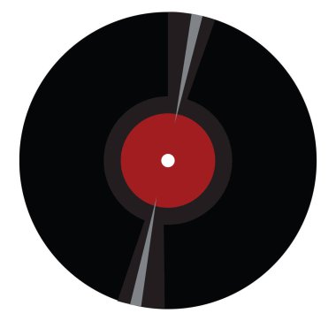 Beyaz arka siyah vinil rekor basit vektör Illustration