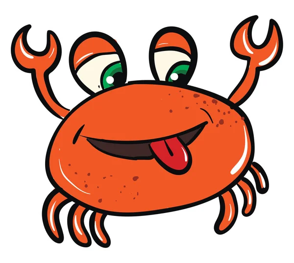 Vector illustration of funny orange smiling crab on white backgr — Stock Vector