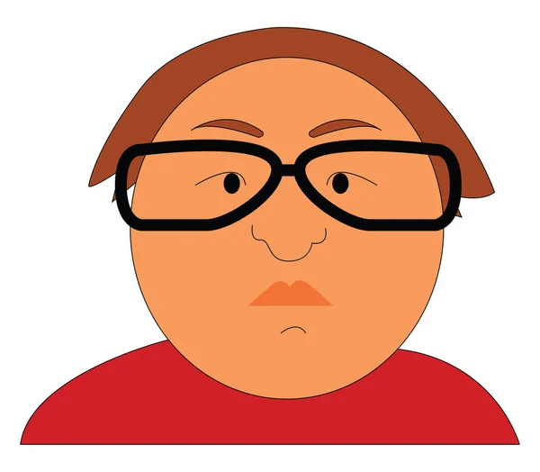 Retrato de un hombre gordo con gafas negras ilustración vectorial — Vector de stock