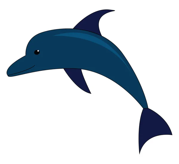 Ilustração vetorial de um golfinho azul sobre fundo branco — Vetor de Stock