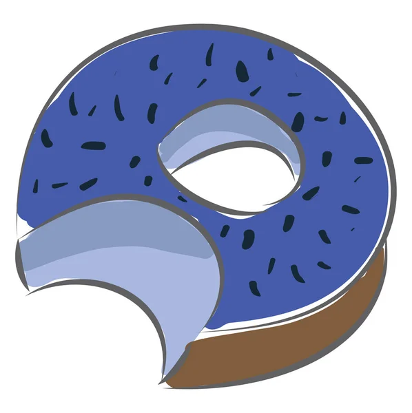 Vector illustratie van een blauwe donut met bitemark op witte backg — Stockvector