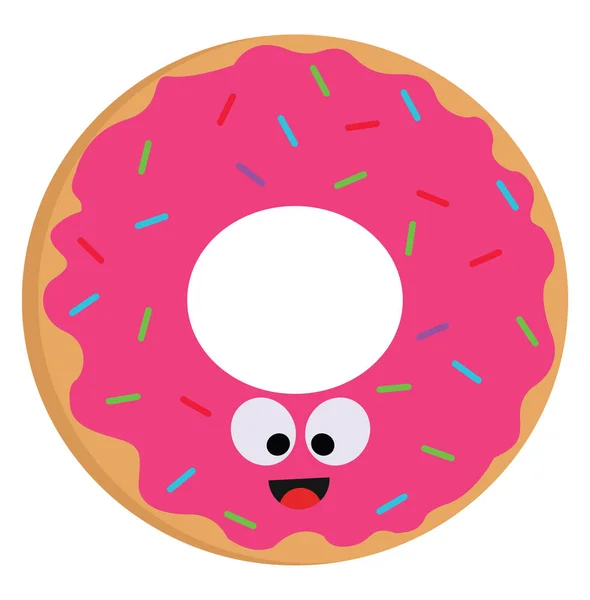 Ilustración vectorial de una rosquilla sonriente con un rociado colorido — Archivo Imágenes Vectoriales