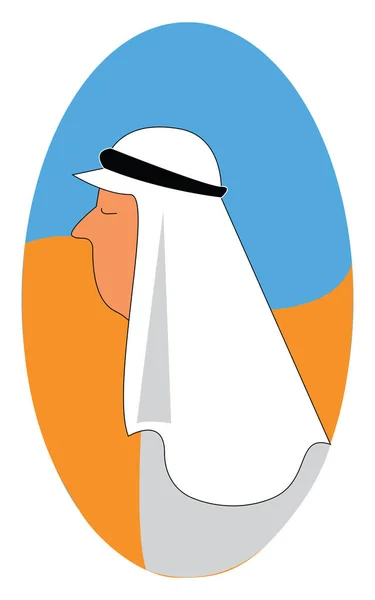 Perfil vetor ilustração de um árabe no deserto branco backg — Vetor de Stock