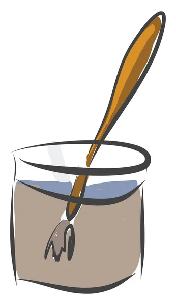 Pincel de tinta suja em uma lata com ilustração de vetor de água suja — Vetor de Stock