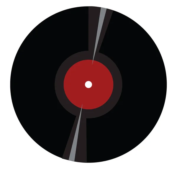 Eenvoudige vector illustratie van een zwart vinyl record op witte rug — Stockvector
