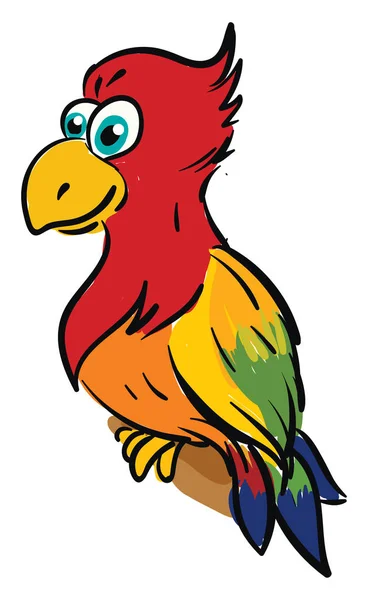 Cute smiling colorful parrot vector illustration on white backgr — Stock Vector