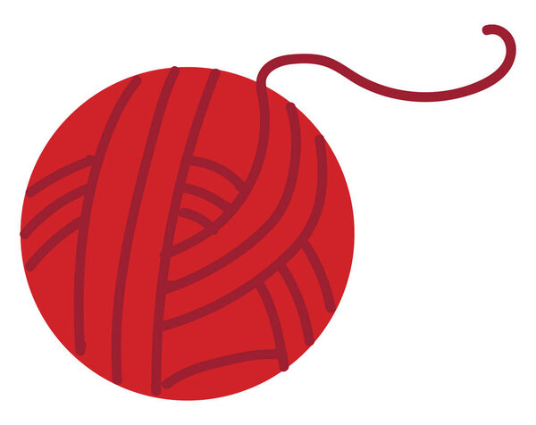 Red ball of yarn illustration color vector on white background