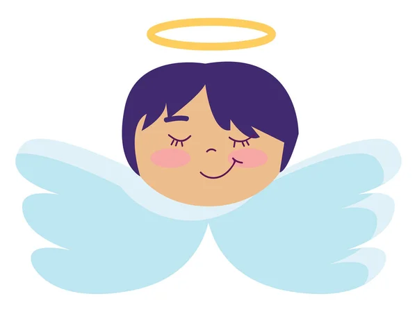Angel with short blue hair illustration color vector on white ba — Stock Vector