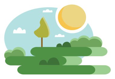Güneşli bir gün vektör veya renk Illustration açık yeşil park