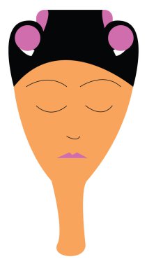 Bayan giyen saç şekillendirme kiti vektör veya renk illüstrasyon