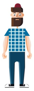 Sakal ve mavi kazak vektör veya renk illüstrasyon ile adam