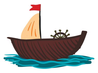 Bir Ahşap Yelkenli tekne binmek vektör veya renk Illu için hazır