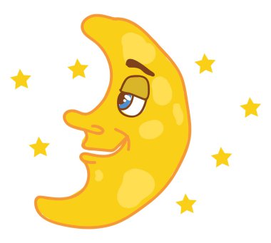 Mavi gözler ay vektör veya renk illüstrasyon