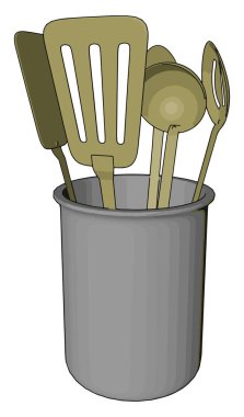 Bir kaşık dinlenme resim vektör veya renk illüstrasyon