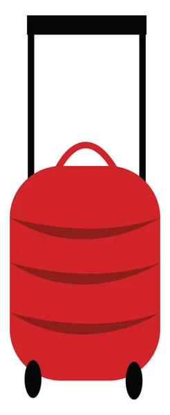 Une valise rouge avec des roues vectorielles ou illustration couleur — Image vectorielle