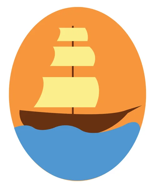Vinobraná loď plující na modrém vodovém vektoru nebo v barvě Illus — Stockový vektor