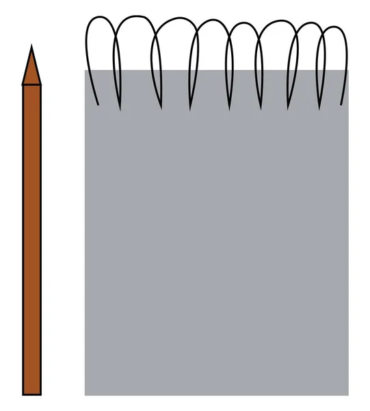 Un cuaderno de bocetos y lápiz conjunto vector o ilustración de color — Archivo Imágenes Vectoriales