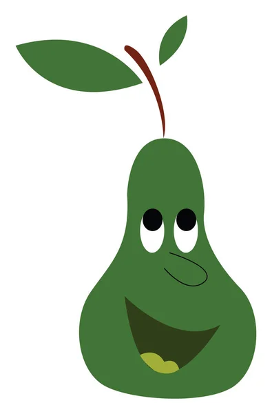 Um rosto pêras verdes vetor de frutas ou ilustração de cor — Vetor de Stock