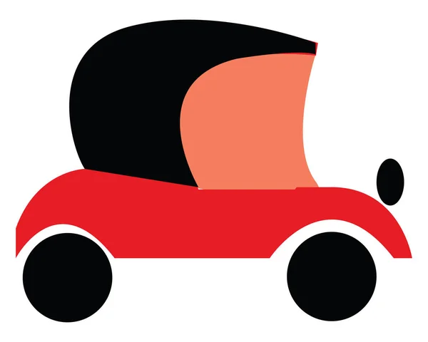 Rode en zwarte oude vintage motor auto vector of kleur illustratie — Stockvector