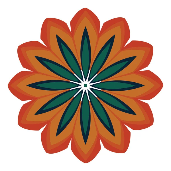Светящийся мандала в оранжевом и зеленом цветах вектор или цвет illu — стоковый вектор