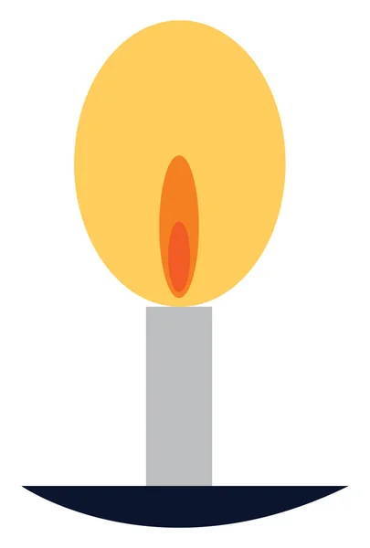 Burning candle on a stand vector or color illustration — Stock Vector