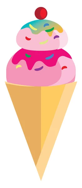 Soft serve with cherry on the top vector or color illustration — Stock Vector