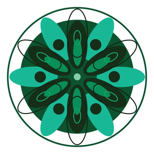 Mandala espiritual verde design vetor ou ilustração de cor — Vetor de Stock