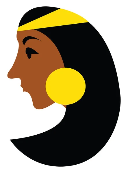 Lady ze złotymi kolczyki i głowa ornament wektor lub kolor illu — Wektor stockowy