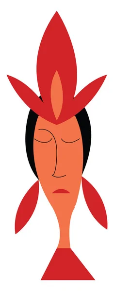 Menina vestindo brincos de pétala vermelha vetor ou ilustração de cor —  Vetores de Stock