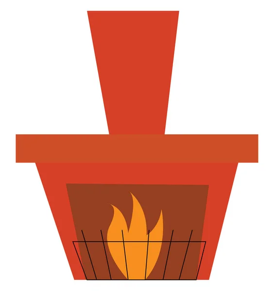 Eine Feuerstelle mit Zaunvektor oder Farbabbildung — Stockvektor