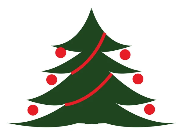Рождественская елка, украшенная вектором или цветной иллюстрацией — стоковый вектор