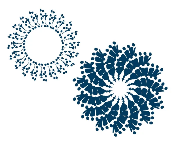 Dois desenhos redondos azuis ilustração vetorial ou de cor — Vetor de Stock