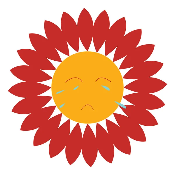 A crying red flower vector or color illustration — Stock Vector
