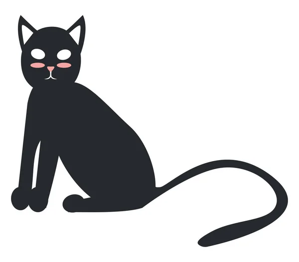 Gatto nero con vettore coda lunga o illustrazione a colori — Vettoriale Stock