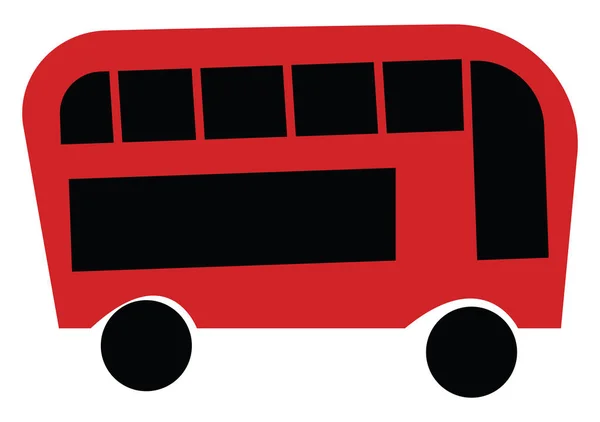 Red e preto vetor de ônibus de dois andares ou ilustração de cor — Vetor de Stock