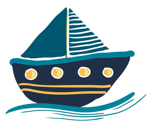 Un colorato vettore barca a vela blu o illustrazione a colori — Vettoriale Stock