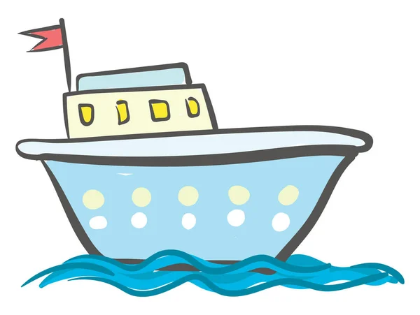 Blue ship with windows vector or color illustration — Stock Vector