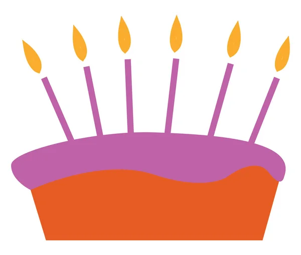 Un gâteau fondant violet avec des bougies vectorielles ou illustration couleur — Image vectorielle