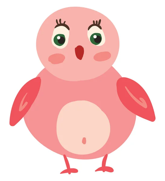 Маленький удивленный розовый вектор птицы или цветная иллюстрация — стоковый вектор