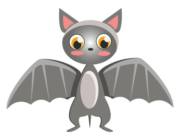 Kleine vleermuis met grijze vleugels vector of kleur illustratie — Stockvector