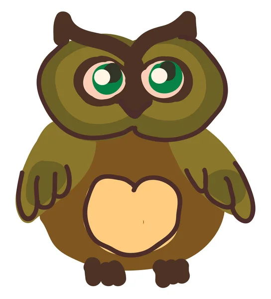 A chubby owl vector or color illustration — Stock Vector