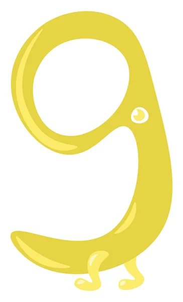 Żółta figurka w kształcie cyfry dziewięć wektor lub kolor chory — Wektor stockowy
