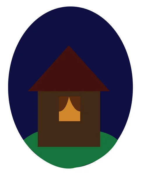 A house at night vector or color illustration — Stock Vector