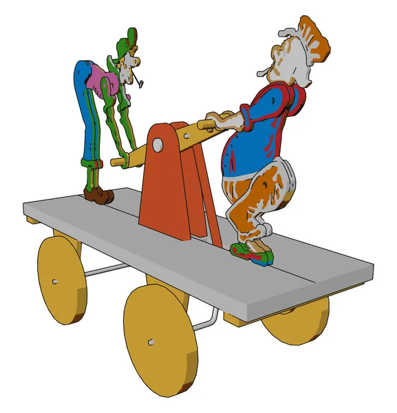 Een speelgoed met twee clowns vector of kleur illustratie — Stockvector