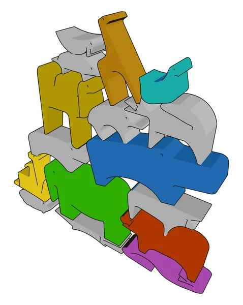 Um vetor de brinquedo de madeira ou ilustração de cor —  Vetores de Stock