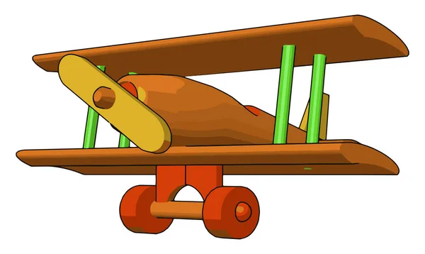 A wooden toy plane vector or color illustration — Stock Vector