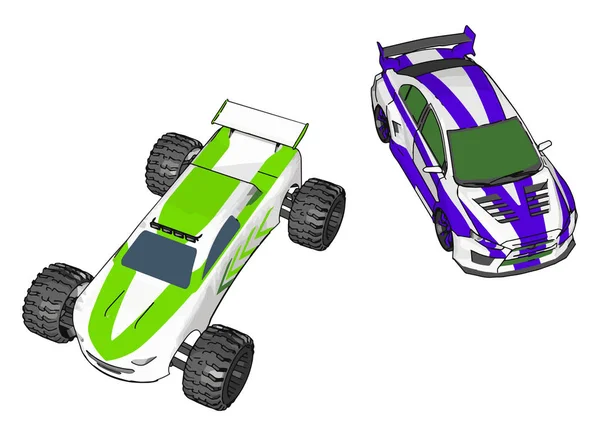 Deux petite voiture vecteur d'image ou illustration couleur — Image vectorielle