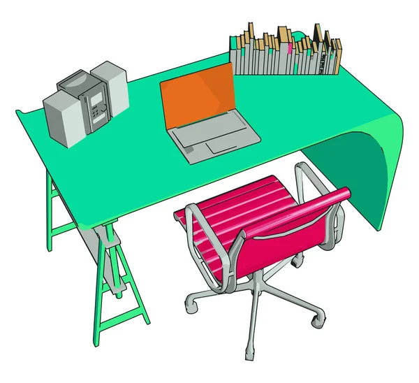 Silla de escritorio con vector de mesa o ilustración en color — Archivo Imágenes Vectoriales